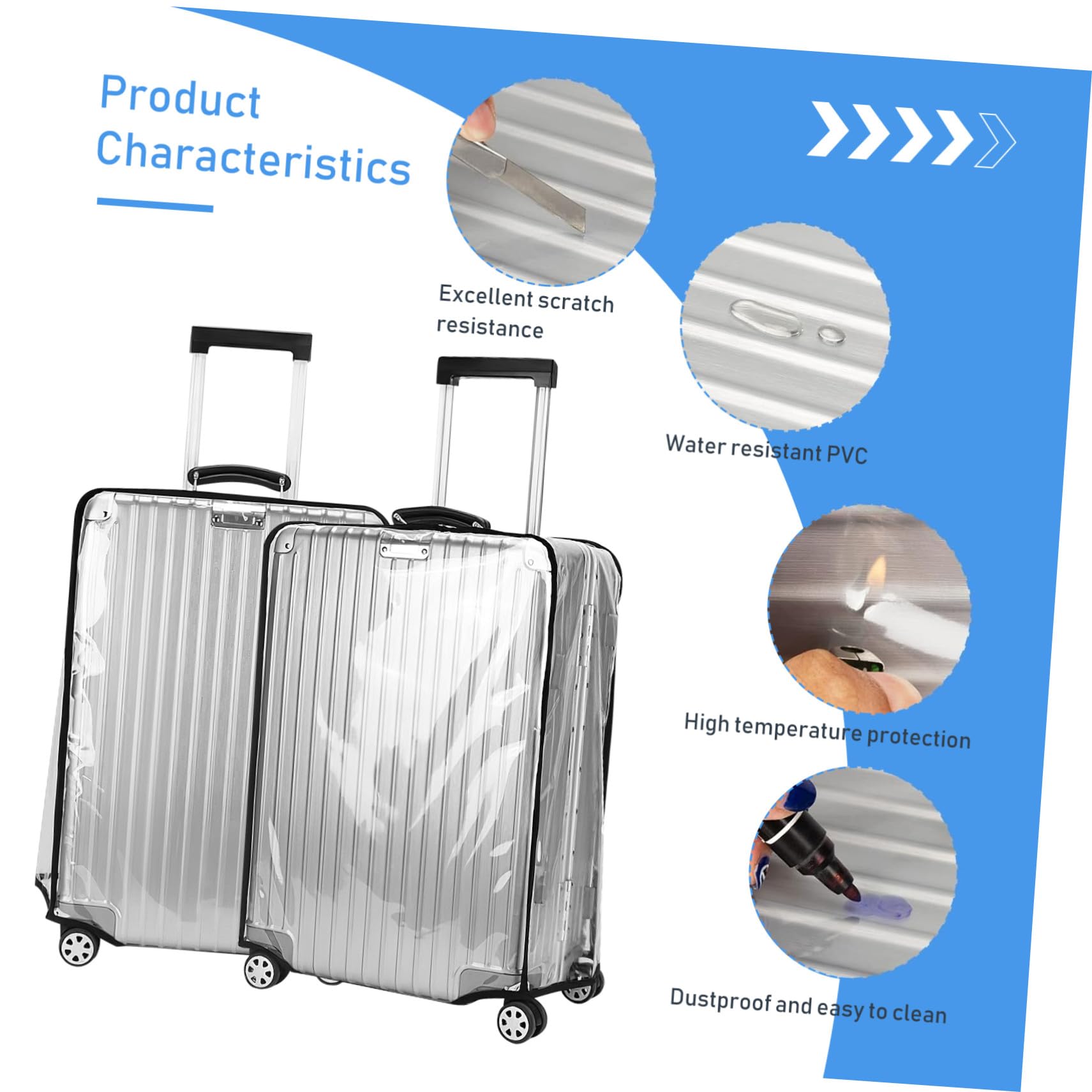 Ipetboom 2 pezzi Coperture Protettive per Valigie in PVC Trasparente Spesso Antigraffio e Coprivaligia Adatto Viaggi con Vestibilità Strettamente Adesiva