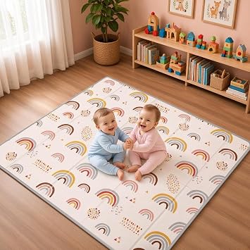 PIGLOG Foldable Baby Play Mat for Floor, Baby Floor Mat for Crawling, Reversible Waterproof & Non-Toxic Baby Foam Playmat, Baby Play Mat for Babies, Infants & Toddlers 6-12 Months