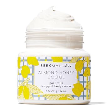 Beekman 1802 Whipped Body Cream Rich Body Butter & Moisturizing Body Cream, Goat Milk Lotion, Shea Butter & Vitamin E, Hydrating Body Moisturizer for Dry Skin - Almond Honey Cookie 8 oz