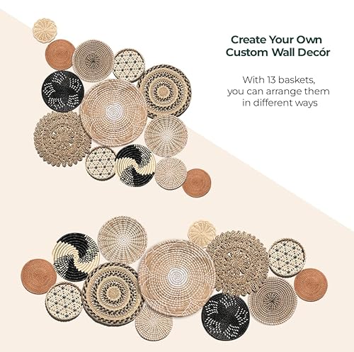 Decocoon Set Of 13 Wicker Basket Wall Hanging, Boho Wall Baskets Set, Decorative Basket Set, Woven Bowl Basket, Wicker Wall Hanging Baskets, Wall Wicker Baskets, Decorative Basket Wall Hanging #TOP2