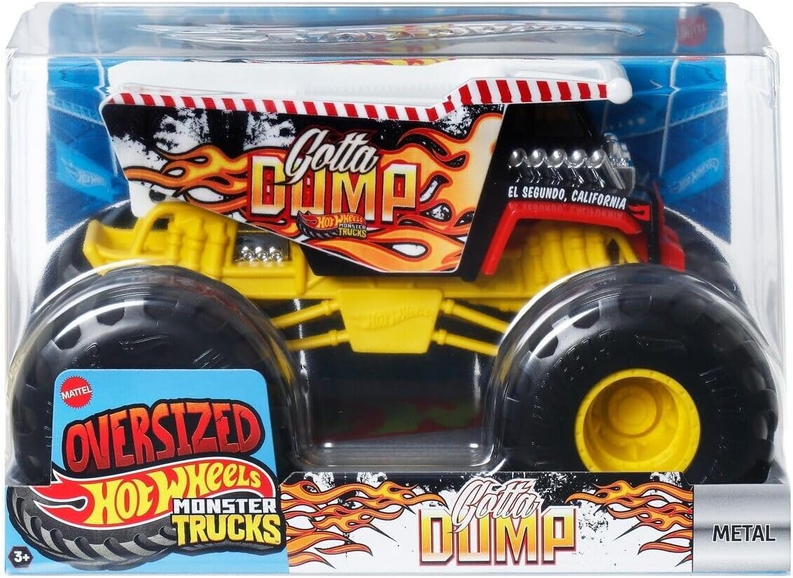 Hot Wheels Monster Trucks Oversized 1:24 Scale Gotta Dump (White/Yellow)
