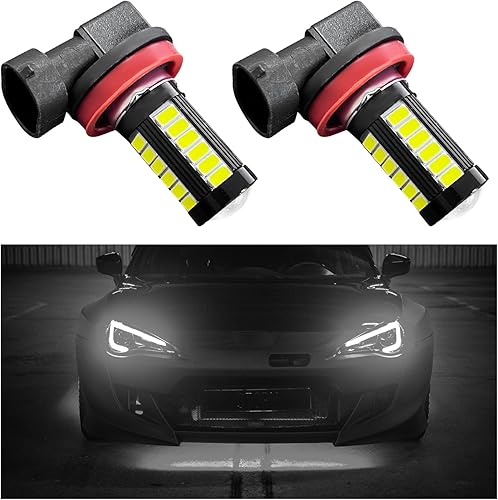 2 bombillas LED antiniebla H8 H11, 6500K 12V Plug and Play, bombillas LED de potencia súper brillante de 1500 lúmenes, accesorios de repuesto de luz