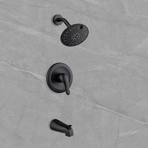 Miniatura 4 de JAKARDA Kit de molduras para bañera y ducha con cabezal de ducha de 6 pulverizadores, juego de grifo de ducha cUPC incluye (negro mate)