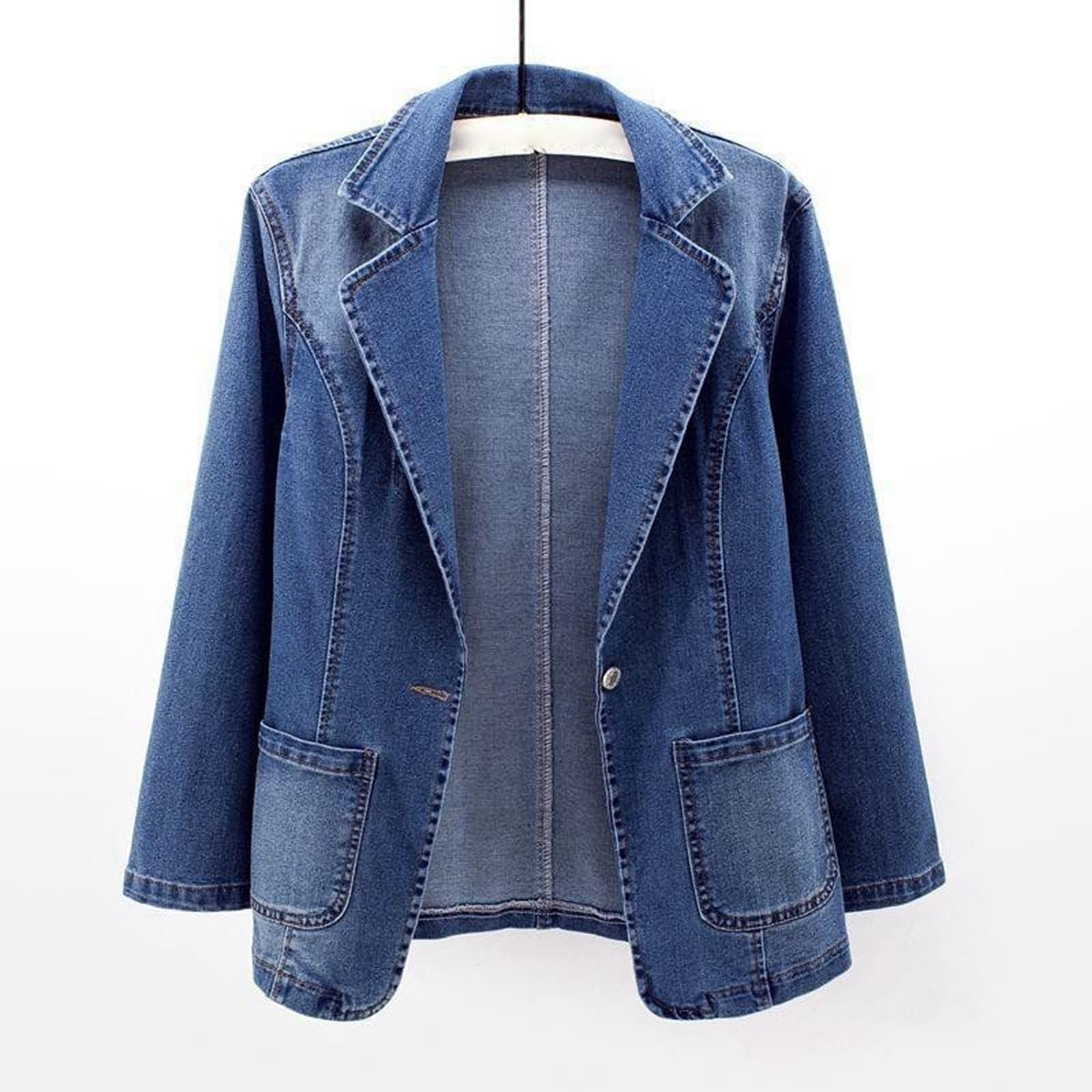 Chaqueta Mujer Invierno Chaqueta vaquera manga larga mujer abrigo informal diario desplazamientos corte ajustado botones frontales abiertos