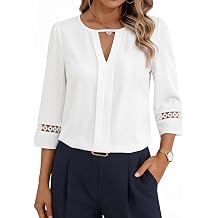 3/4 Length Sleeve Womens Tops Casual Shirts Round Neck T Shirts for Women Loose Fit Business Tunic Blouses Summer Tees