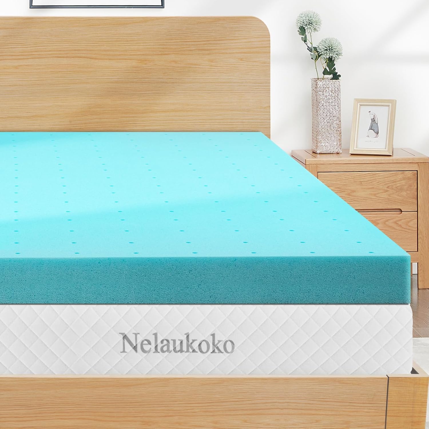 Nelaukoko Memory Foam 2 Inch King Mattress Topper, Gel