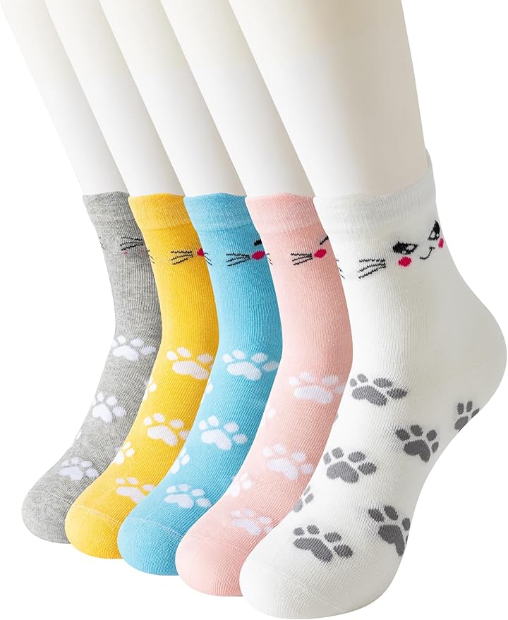 Medias de algodón para mujer con estampado de gato miniatura 2