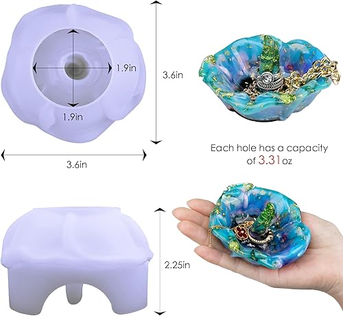 Miniatura 4 de Actvty Molde de resina para soporte de anillo, 2 moldes de silicona para resina epoxi, moldes de resina de silicona para soporte de joyas,