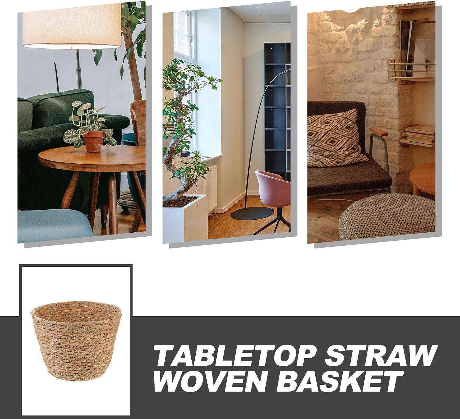 Straw Woven Column Storage Basket for Desktop Organization and Home Use image 3