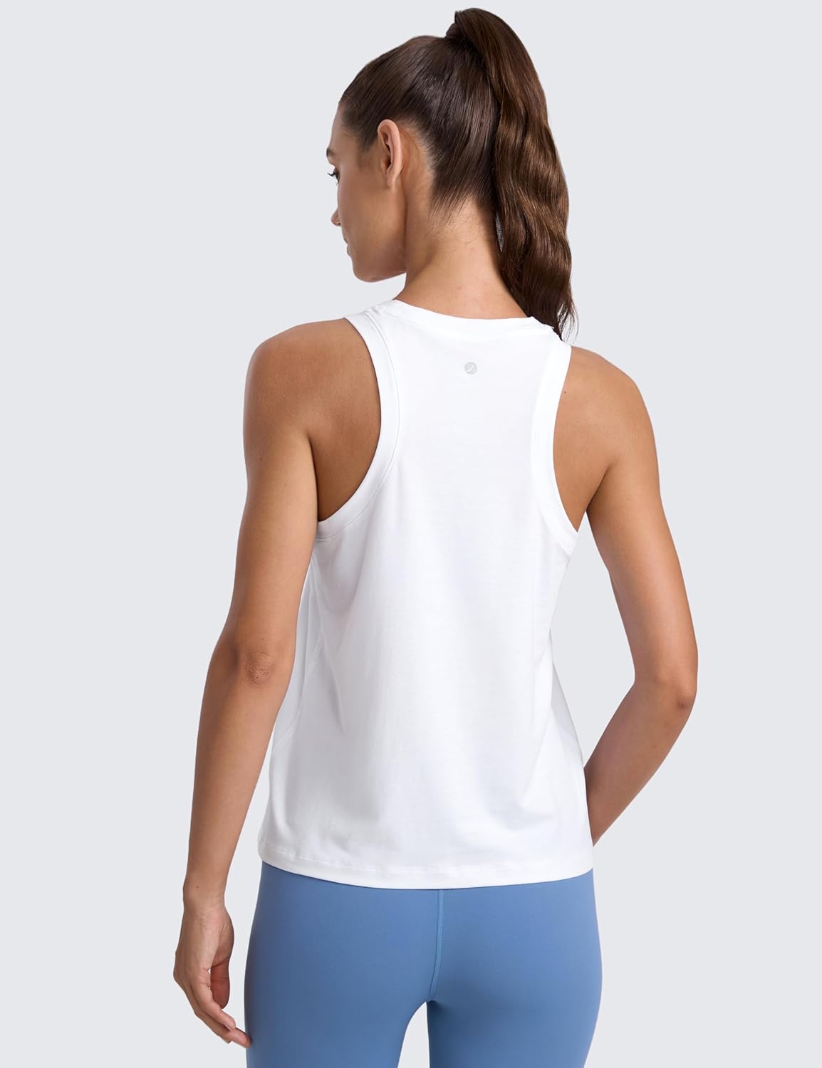 CRZ YOGA Cotton-Blend Workout Racerback Tank for Women Athletic High Neck Breathable Tops Casual Basic Sleeveless Shirts - Image 2
