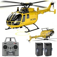 335MM 6CH C180 BO-105 Remote Control Helicopter Aircraft for Adults Expert 1/25 RC Heli Maintain Altitude Brushless Motor / Optical Flow Positioning/Fly Upside Down 3D Rolling  RTF 2Battery Yellow