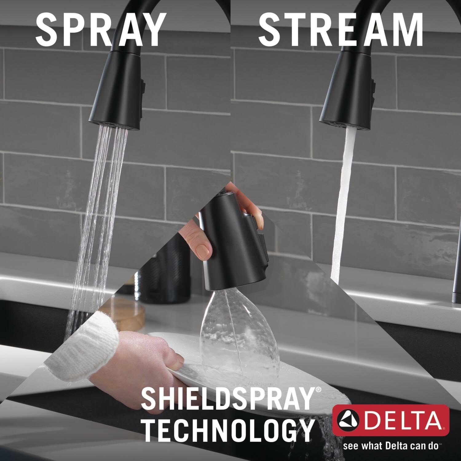 Delta Faucet Lenta Matte Black Kitchen Faucet Touch, Soap Dispenser Included, Kitchen Sink Faucet, Kitchen Faucet Black, Touch2O Technology, Matte Black 19802TZ-BL-DST