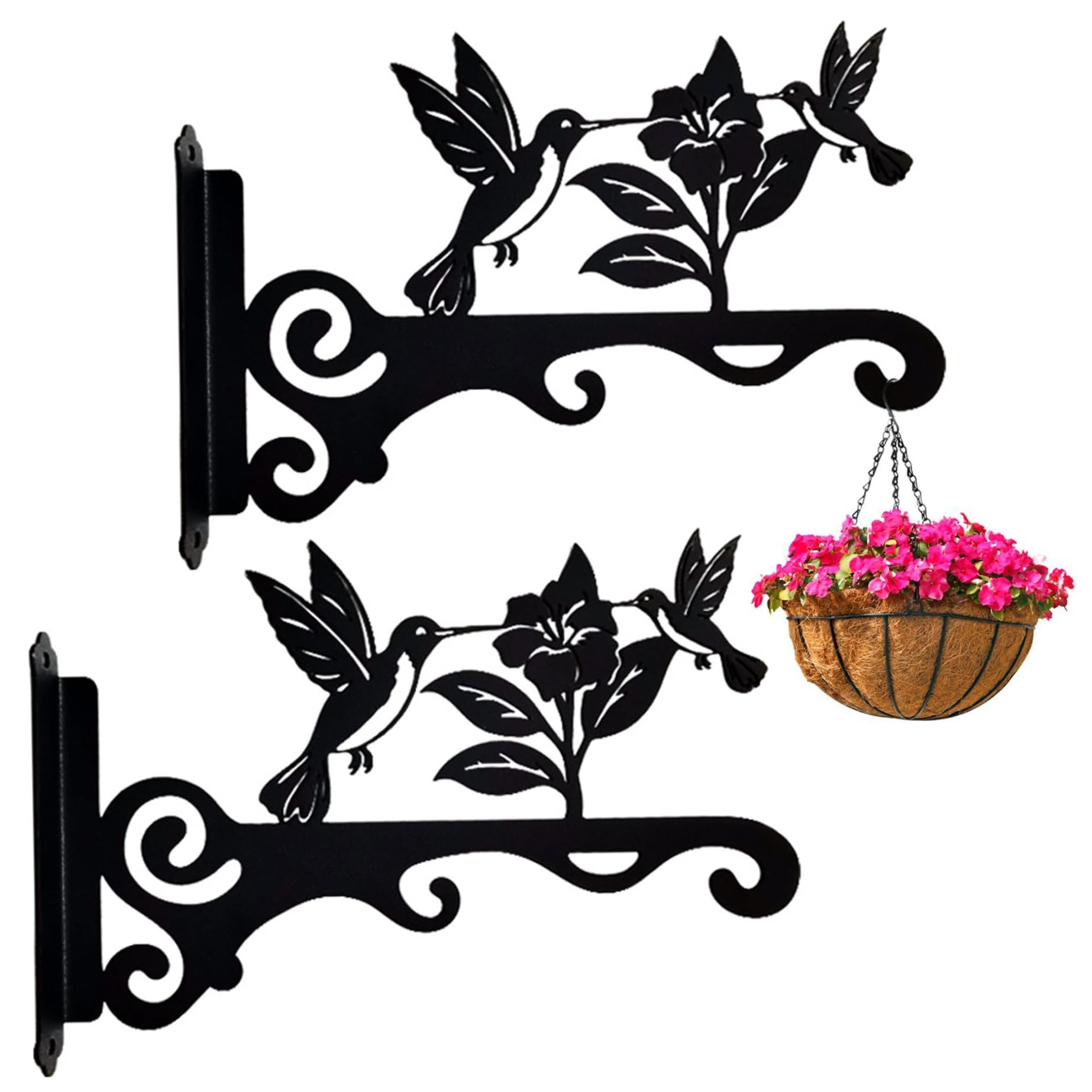 Support de suspension pour plantes lot de 2 cintres muraux en métal noir