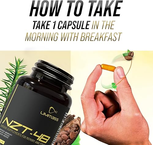 Miniatura 3 de NZT-48 Brain Booster  Suplementos cerebrales nootrópicos para la memoria y la concentración  Suplemento energético natural premium con cafeína,