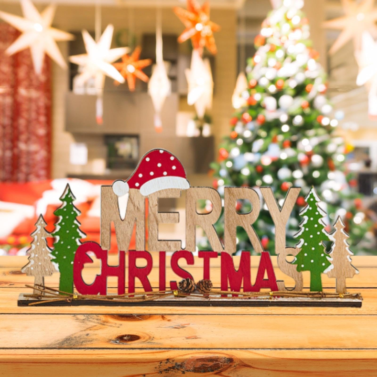 Letrero de Madera con Letras Inglesas para Navidad, Decorativo para Sala de Estar Y Oficina, Style C, Individual