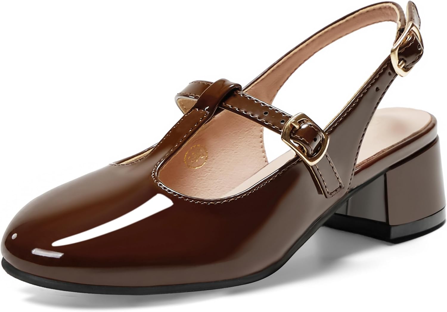 Girls Lambskin Insole Mary Jane Pumps T-Strap Slingback Shoes