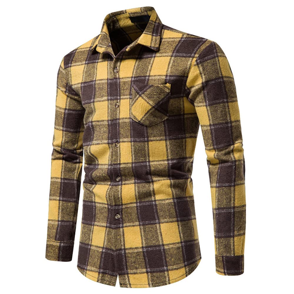 Cromoncent Camicia da uomo casual a maniche lunghe in