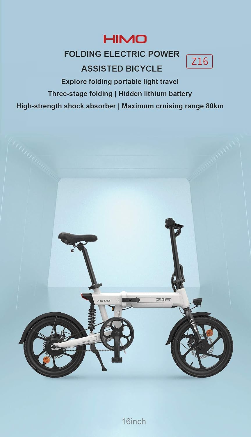 HIMO Z16 Bicicletta elettrica pieghevole da 16 pollici Bicicletta assistita  Ammortizzatore pieghevole a tre stadi Gamma di crociera fino a 80 km :  Sport e tempo libero