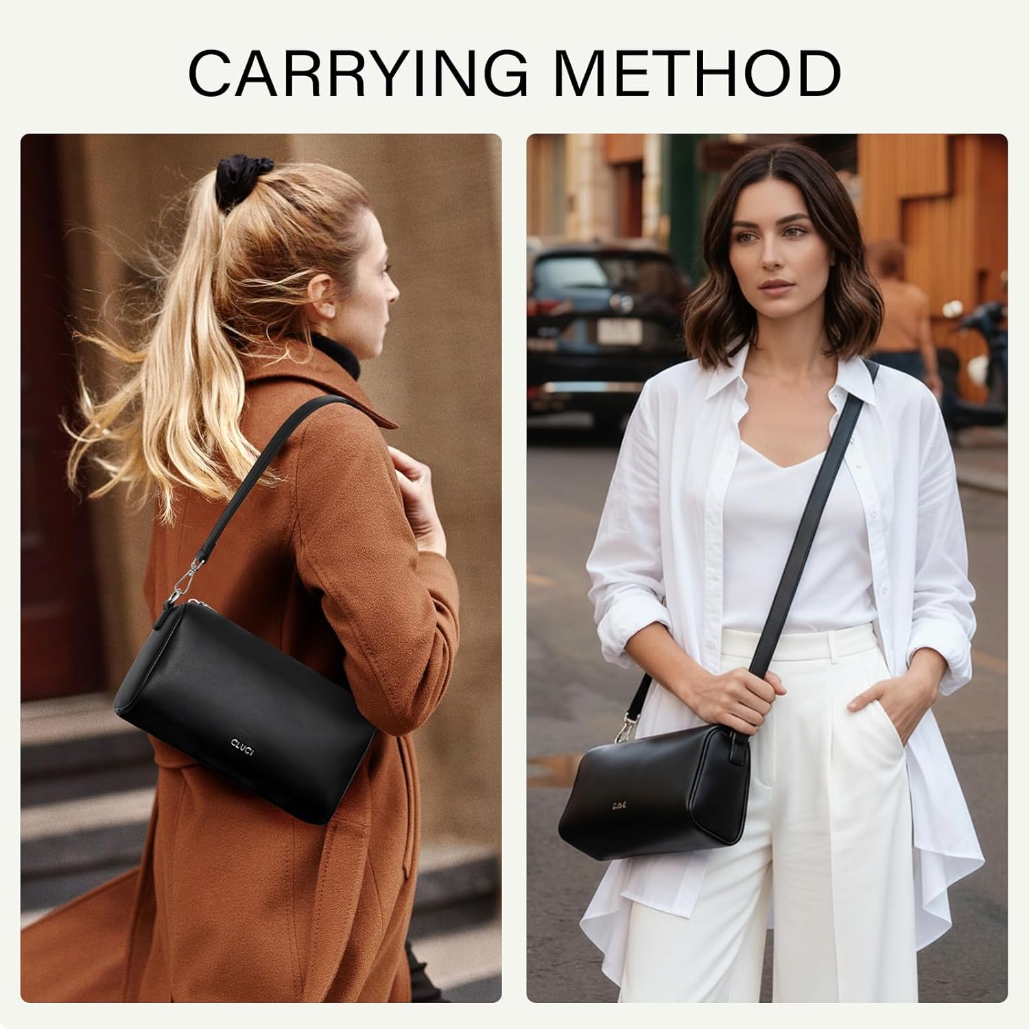 CLUCI Crossbody Purses for Women,Minimalist Barrel Purse,Designer Barrel Bag with 2 Detachable Straps - Image 2