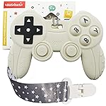 Cool Remote Game Control Teething Toy for Babies 0-6 6-12 Months,Game Controller Teether for Gamer Parents,Baby\'s First Valentines Day Gifts,Silicone Remote Chew ToysWhite