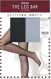 ATSUGI 厚木 THE LEG BAR 图案长筒袜 小钻石:黑色 M-L atrb001