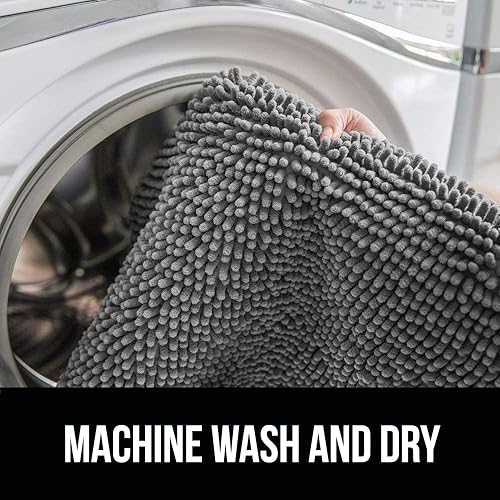 Miniatura 9 de Gorilla Grip Alfombra de baño de felpilla y tapa de inodoro, ambos en color gris, tamaño de la alfombra de baño 24 x 17, tamaño de la tapa del