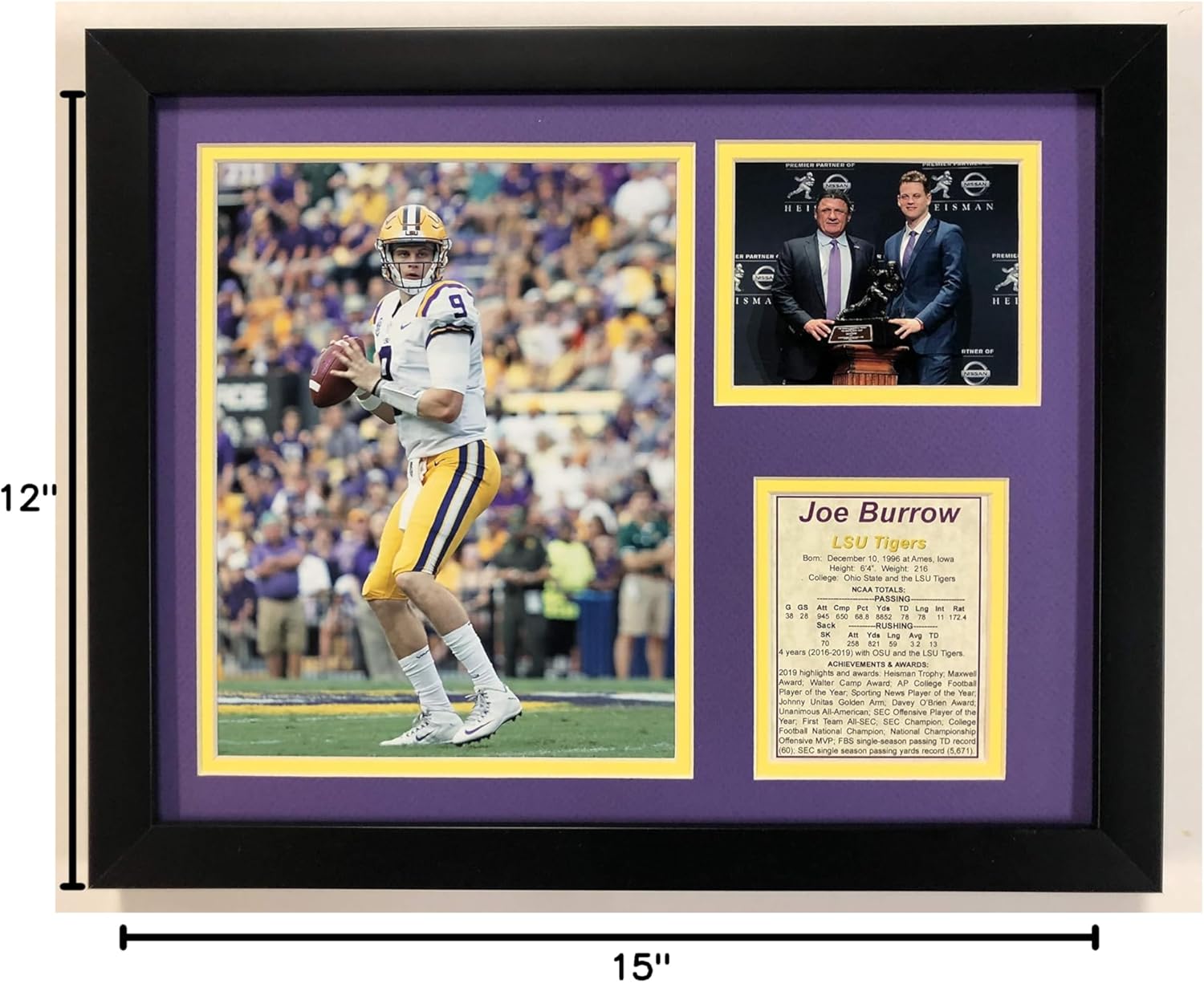 Legends Never Die Joe Burrow - LSU Tigers - Framed 12"x15" Double Matted Photos, Inc.