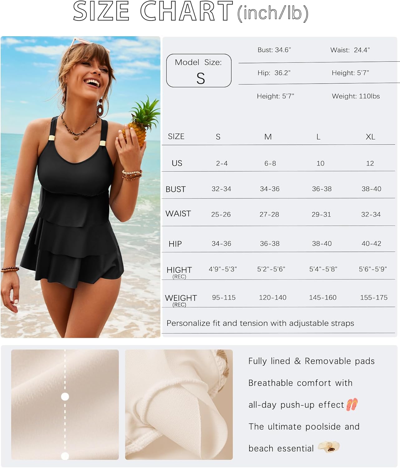 XUNYU Women Tankini Swimsuits Tummy Control Bathing Suit Two Piece High Waisted Bottoms Ruffed Tops Full Coverage Swim Suits - Image 6
