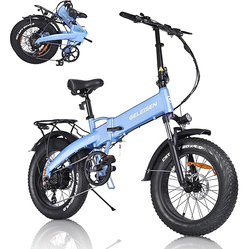 Folding Electric Bike for Adults, GELEISEN 750W(Peak1000W) Electric Mountain Bike, 48V 13Ah Removable Battery Up to 54 Miles, 28Mph 20"x4.0 Fat Tire Ebike, Professional 7 Speed Gear, UL2849 Certified