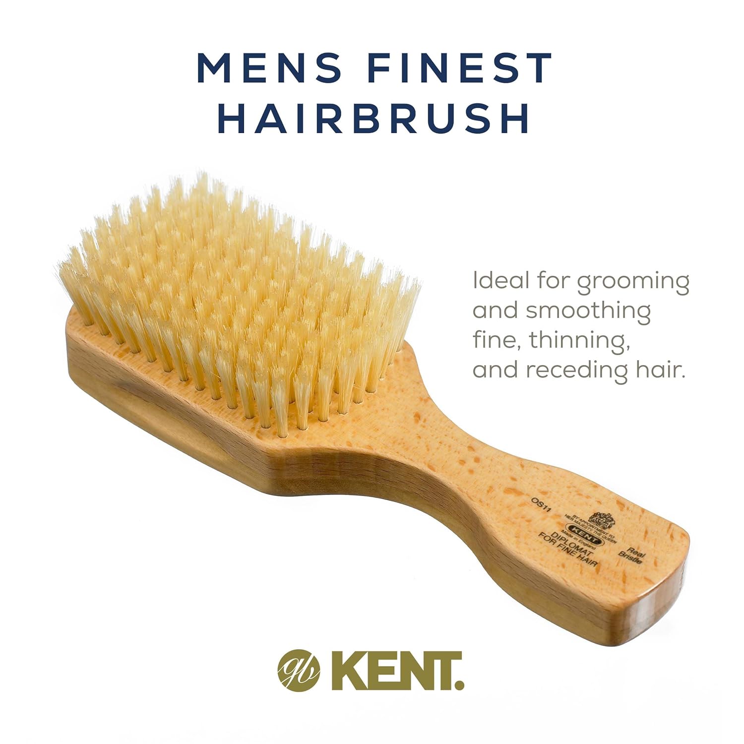 Kent OS11 Satinwood Military Club Hair Brush & Beard Brush – Soft White Boar Bristles for Fine or Thinning Hair, Recommended for Sensitive Scalp and Hair Loss, Men's Grooming, and Beard Care - Image 7