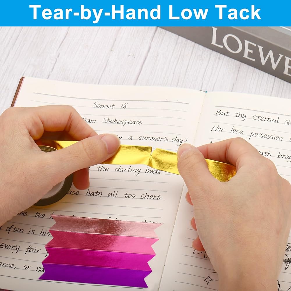 PATIKIL Solid Foil Washi Tape, 1 Roll Low Tack Self Adhesive Decorative Tape for Journaling, Scrapbooking and Gift Wrapping, Gold Tone 3/5 Inch x 32 FT view 3