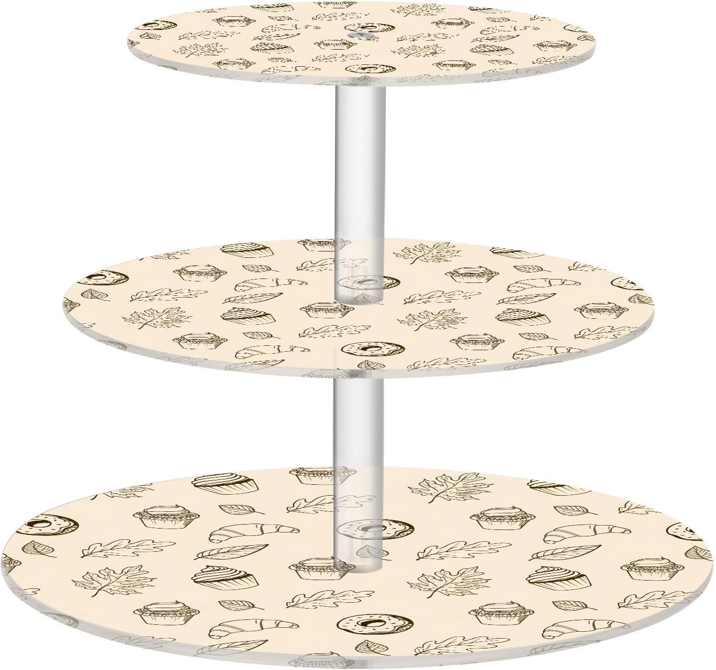 Bread Cake Maple Leaves Thanksgiving 3 Tier Acrylic Cupcake Stand, Cupcake Stand for 34 Cupcakes for Weddings,Christmas,Holidays,Parties,Birthday,Printed Cupcake Tower 23300376