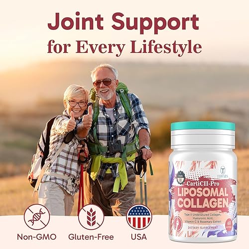 Miniatura 6 de Suplemento de apoyo articular de colágeno liposomal, colágeno sin desnaturalizar tipo II para hombres y mujeres con ácido hialurónico y vitamina C