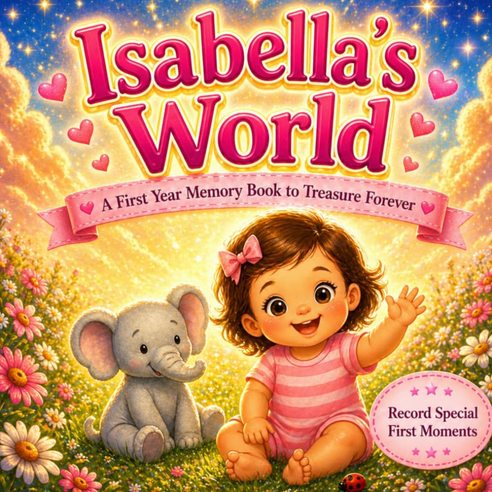 Isabella’s World: A Personalized Baby Milestone Book for Isabella — Celebrating First Words, First Steps, and Sweet Everyday Moments (Three Hearts Personalized Baby Names (Isabella))