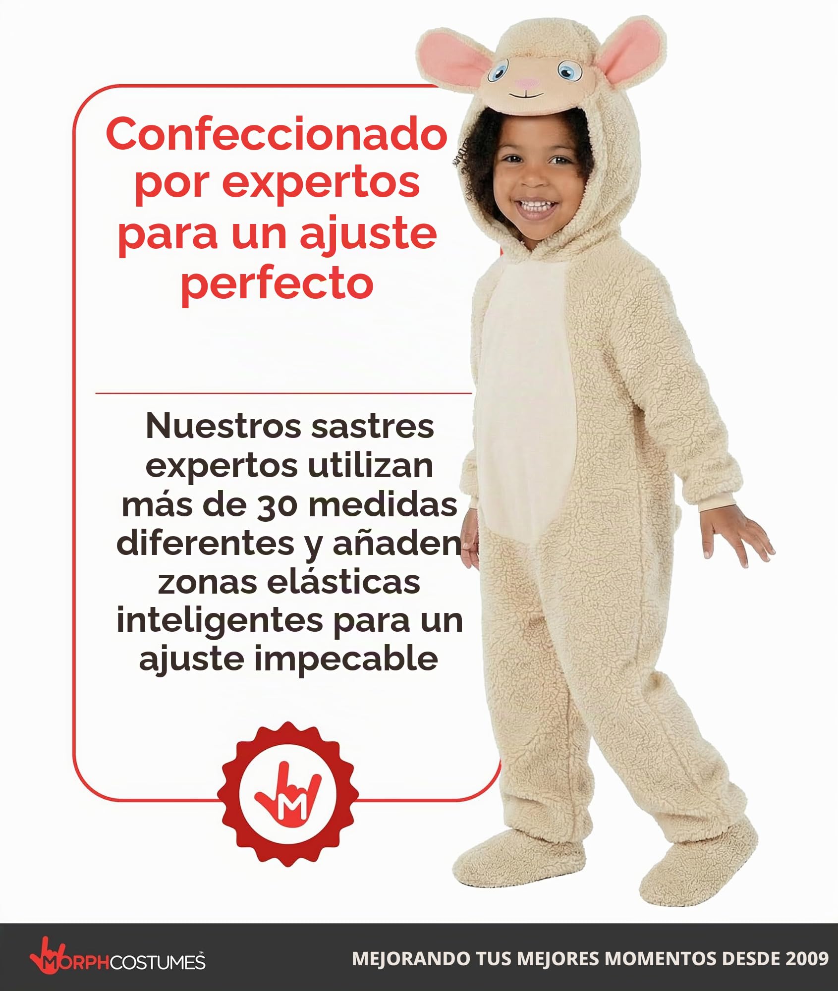 Morph Disfraz Oveja Niño, Disfraz de Cordero Halloween Niño