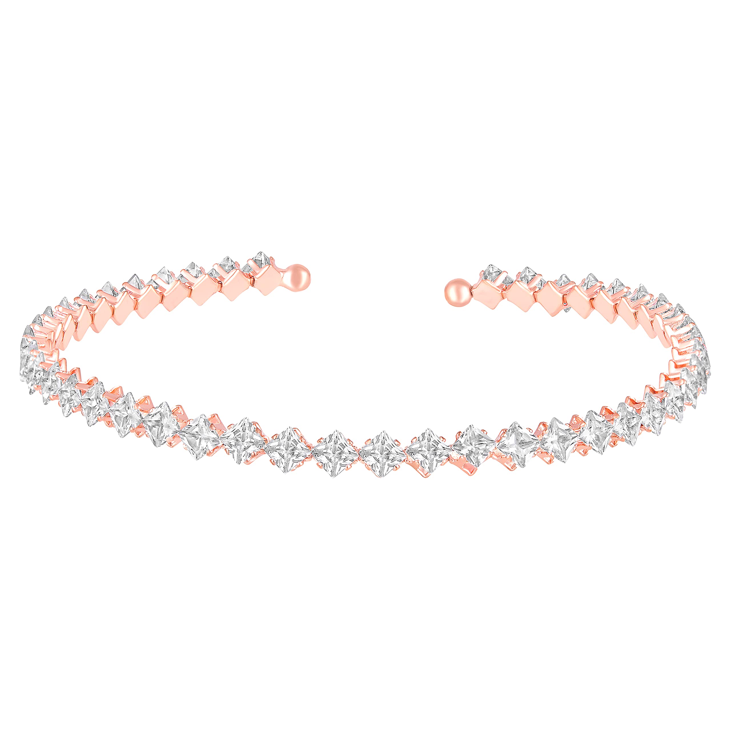 Mahi Rose Gold Plated Classic Princess Cut White Cubic Zirconia Studed Adjustable Kada Choker Necklace for Women (PS1101849ZWhi) (B0BYZLCDMV) Amazon Price History, Amazon Price Tracker