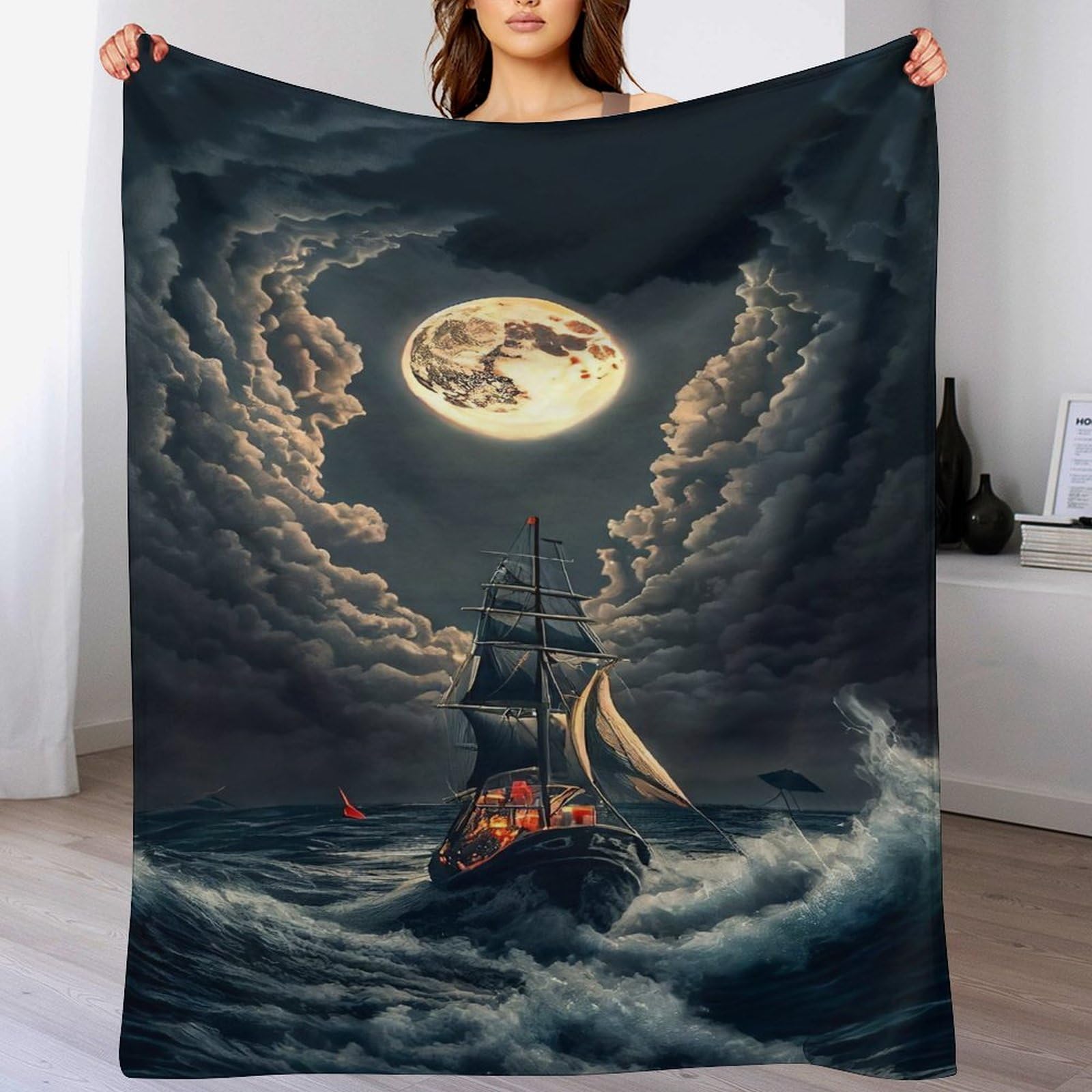 Manta de franela suave para sofá cama cubierta ligera de barco 150x200cm