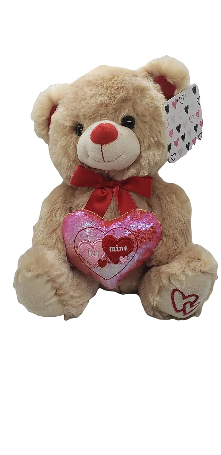 Valentines Day Gift Basket | 10 Inches Teddy Bear Plush (Color May Vary), Valentine Theme Gift Bag & A dozen Belgian Milk Chocolate Roses Bouquet 2.11 ounce | For Her Wife Girlfriend Mother Daughter
