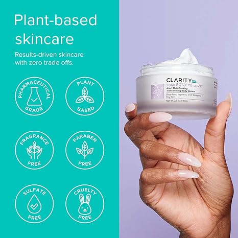 ClarityRx SomeBODY To Love 4-in-1 Anti-Aging Body Cream, Natural Plant-Based Moisturizing Lotion for Brightening, Tightening & Smoothing Dry Skin (3.5 oz)