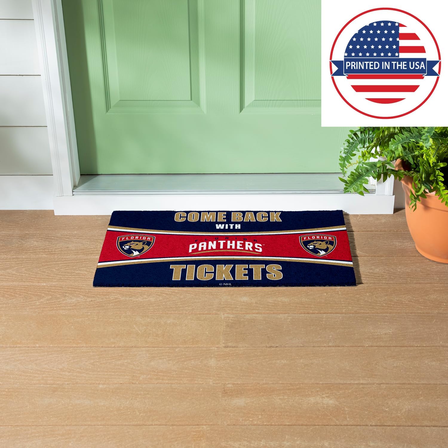 Team Sports America NHL Florida Panthers | Indoor and Outdoor Entryway | 28 x 16 Inches | Non Slip Back | Welcome Floor Mats | Muddy Dog Paws | Front Door Entrance Home Décor