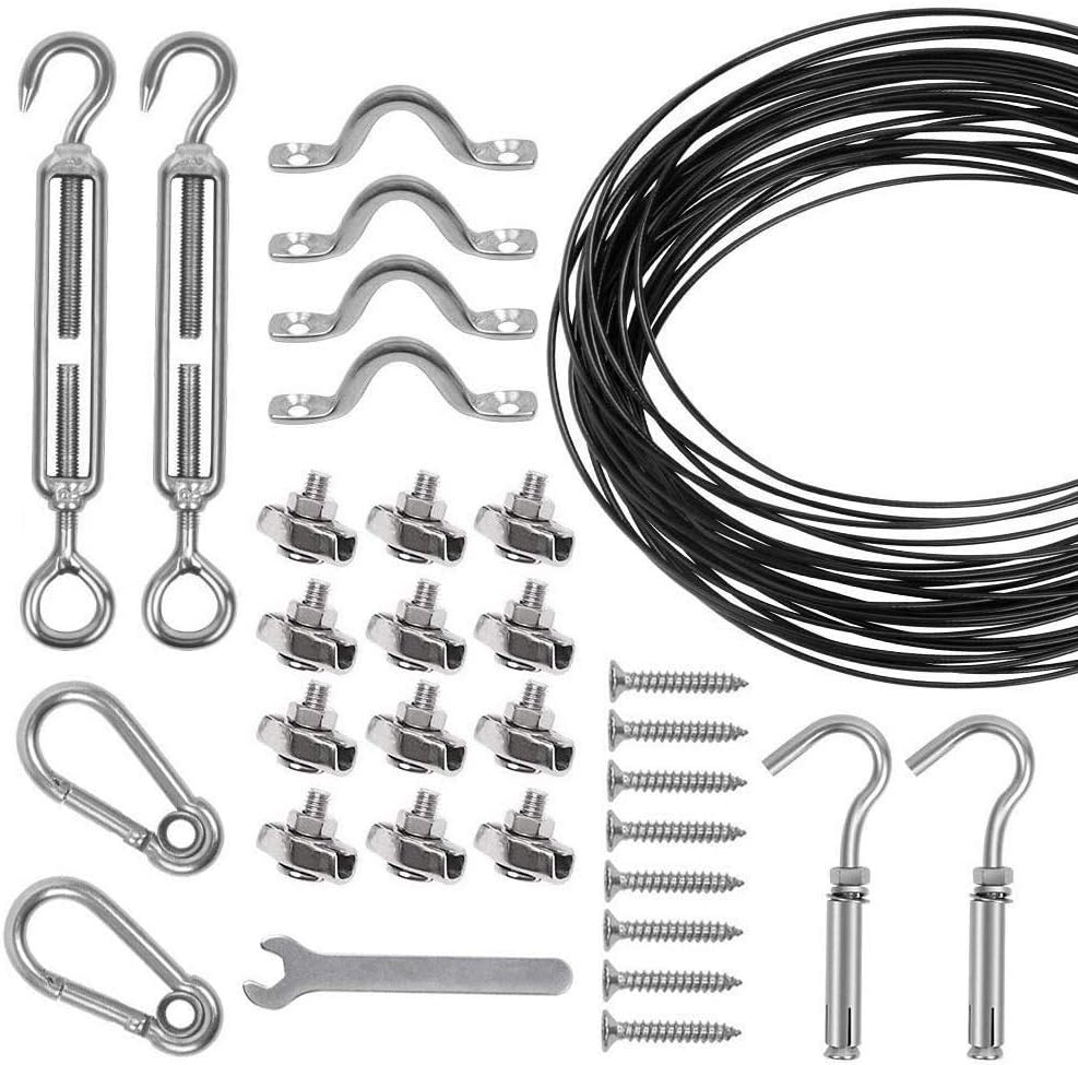 ZNCMRR Globe String Light Suspension Kit,Outdoor Hanging Light Kit, Stainless Steel Globe Lights Kit, with 110Ft Wire Rope Cable,for Hanging String Light, Paper Flower, Lantern, as Clothesline