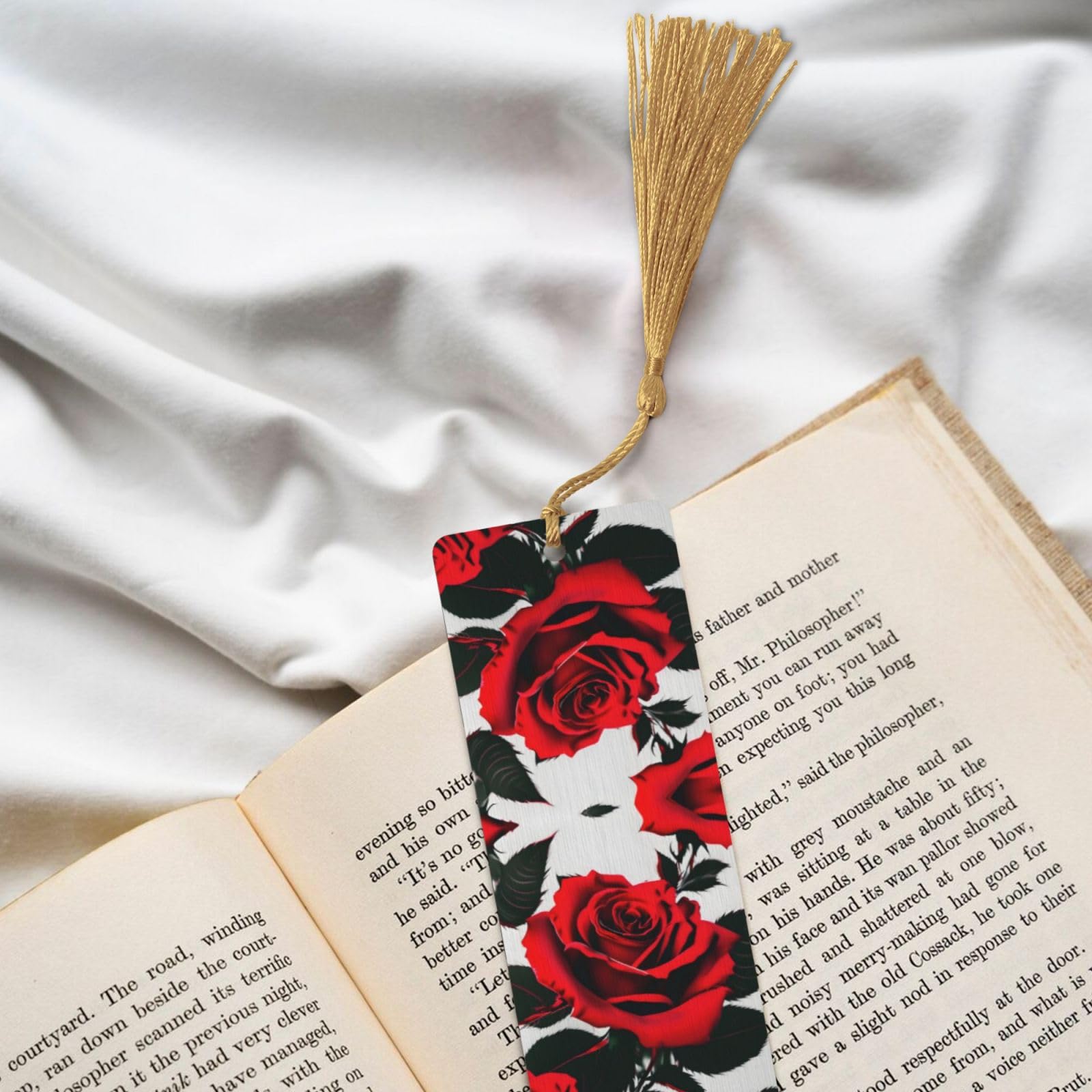Marcapáginas De Madera De Doble Cara Con Estampado De Rosas Y Calaveras Moradas, Ideal Para Amantes De Los Libros Con Borla Para Libros De Tapa Dura, Cuadernos