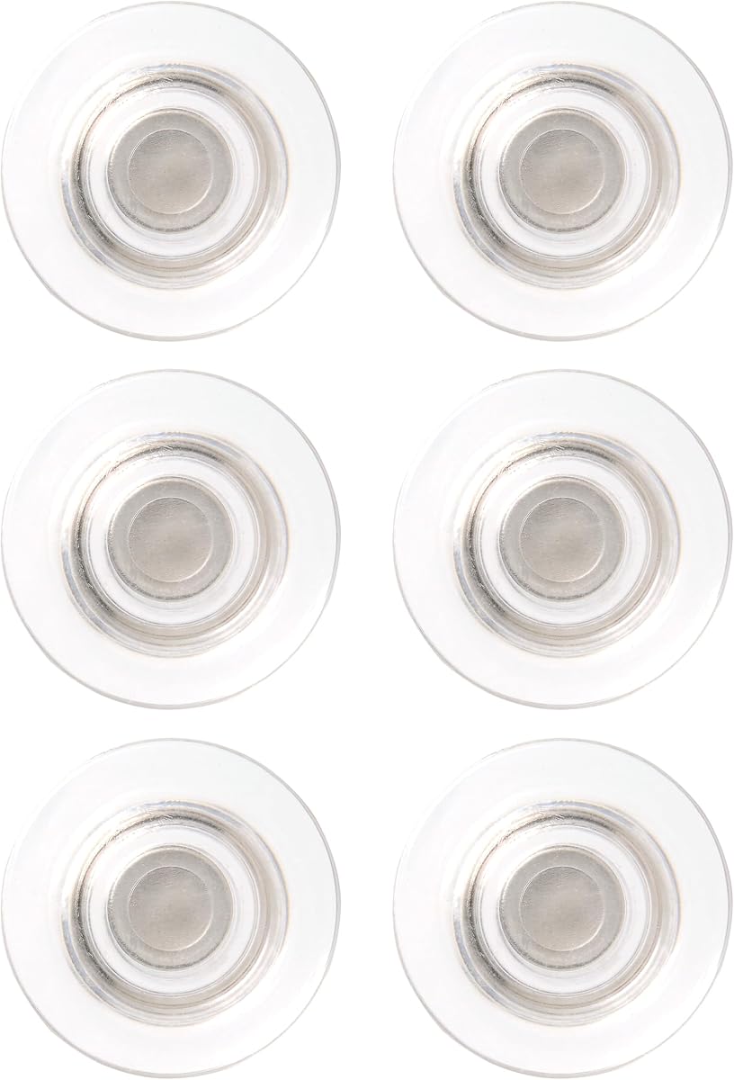 Quartet Strong Magnets for White Boards, Rare Earth Magnet for Glass Whiteboards, Clear, 6 Pack (85391)
