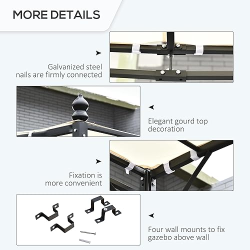 Miniatura 92 de Outsunny Pérgola de aluminio para patio de 10 x 13 pies con toldo retráctil para pérgola, refugio de sombra para porche, fiesta al aire libre, Marrón