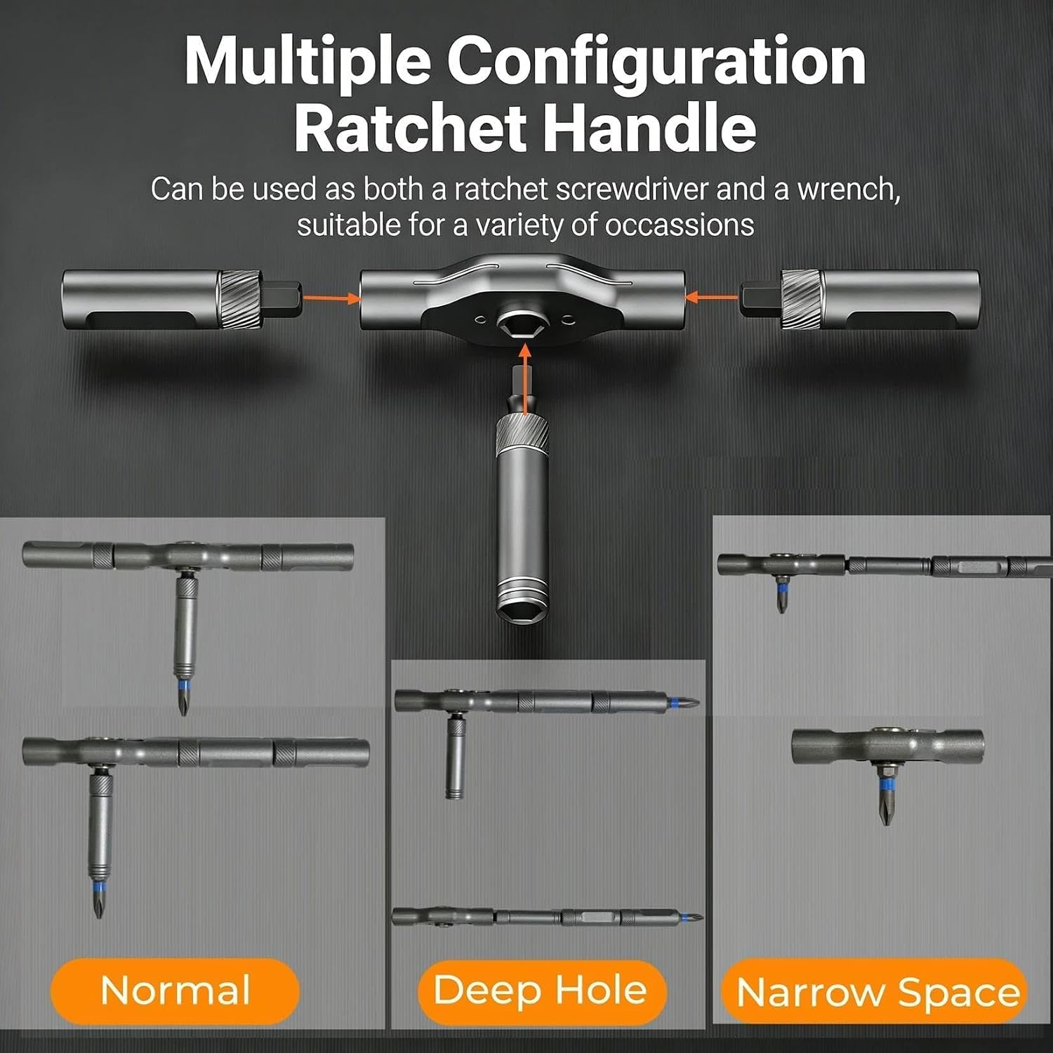 24 in 1 Magnetic Ratchet Screwdriver Set With T-Handle, Grey image 3