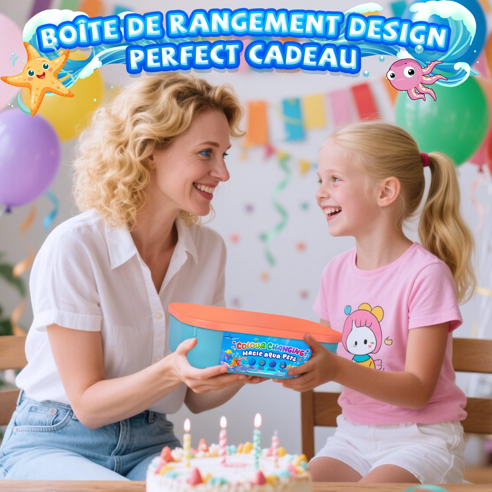 Thedttoy Elfe Magique de l'eau Changeant de Couleur,Magic Water Elf,22 PCS Aqua Gelz Kit,Aqua Sprite pour Enfants,12 Figures d'animaux Marins,Cadeau Créatif et Manuel pour Fille de 3 Ans et Plus