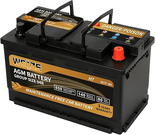 Miniatura 5 de Batería Weize Platinum AGM BCI Grupo 94R - Batería automotriz de 12v 80ah tamaño H7 94R, 140RC, 850CCA, garantía de 36 meses, dimensiones 31.5 cm L