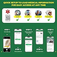 Vista 5 de Pulseras médicas mejoradas para hombres y mujeres con código QR, pulseras de identificación de alerta médica - Brazalete de acero de titanio, se