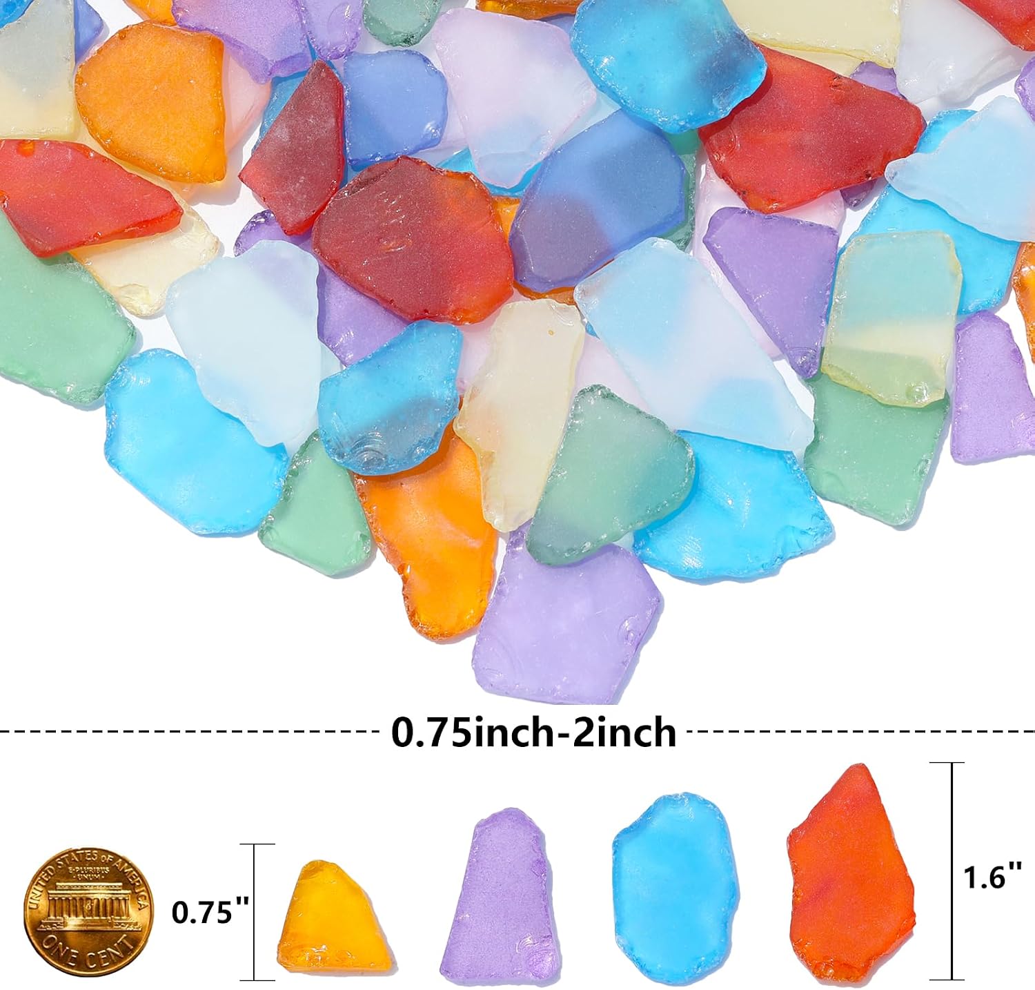 QYGL Sea Glass for Crafts - 34oz Colorful Frosted Seaglass Pieces image 3