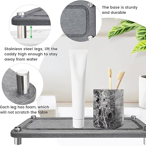 Miniatura 4 de najiaxiaowu Organizador de fregadero de secado instantáneo, bandeja de jabón de piedra absorbente de agua para organizador de fregadero, organizador